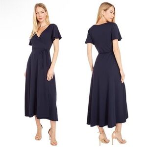 NWT Susana Monaco Flutter Sleeve Wrap Midi Dress in lavender